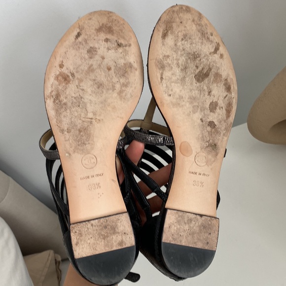 CHANEL Authentic T-Strap Zip Metallic Sandals (EUR 38.5) - Picture 8 of 11